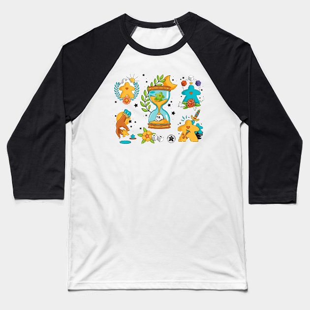 Meeple Flash Sheet Baseball T-Shirt by east coast meeple